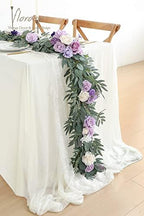 Floroom 6ft Artificial Eucalyptus Garland with Flowers Fake Greenery Faux Floral Vine Garland for Table Decor Wedding Centerpieces Bridal Shower Party Decorations, Lilac & Lavender - Image 2