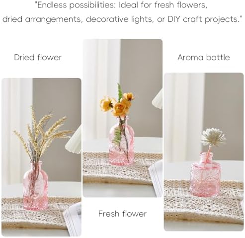 Glass Bud Vases Set of 32 - Pink Assorted Small Mini Glass Vases for Flowers, Crystal Vintage Vase Set, Bulk Centerpieces for Table Décor, Wedding, Home and Events (Pink, 32 Pcs) - Image 5