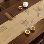 Floral Table Runner 13x85 Inch Long Chinese Poem Cotton Linen - Image 2