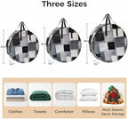 Abstract Oil Painting Round Storage Bag 36 Inch, Black White Grey Watercolor Modern Art Clothes Storage Container with Handles Heavy Duty Organizer for Comforter, Bedding & Holiday Wreaths - Image 7
