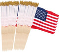 Pack of 100 American Flags with wood Stick, 12x18 Inch American Flags for outside, US Flags/American Hand Held Stick Flags with Kid-Safe Spear Top, Perfect for Patriotic Decorations, Parades, Veteran Party,4th of July decorations by Uelfbaby