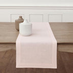 Solino Home 100% Pure Linen Table Runner Pink Hemstitch, 14 x 144 in by SolinoHome