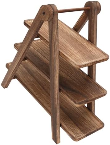 WALFRONT Wood 3 Tier Serving Tray, Solid Wood Rectangle Tiered Stand, 3 Level Display for Cupcakes Fruits Snacks, Farmhouse Dessert Platter for Party Wedding Picnic - Image 7