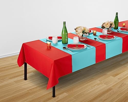 Disposable Table Runner for Dining Table, 16" 20-Pack Linen-Like Mint Blue Paper Table Runners for Party, Wedding Or Event - Image 4