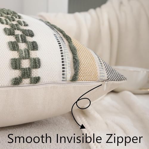 Dark Green Pillow Covers 18x18 Inch Set of 2 Boho Decor - Image 5