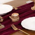 4 Pack Burgundy Red Velvet Table Runner Cloth Fall Wedding Party Decor - Image 4