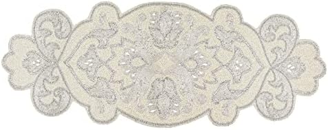 Hand Beaded Silver Ivory Glitz Runner 13x36 Wedding Décor by HomebiaDesigns