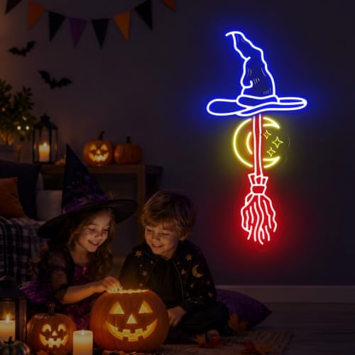 Witch Broom Neon Sign, Halloween Decor for Witchcore & Gothic Rooms - Image 3