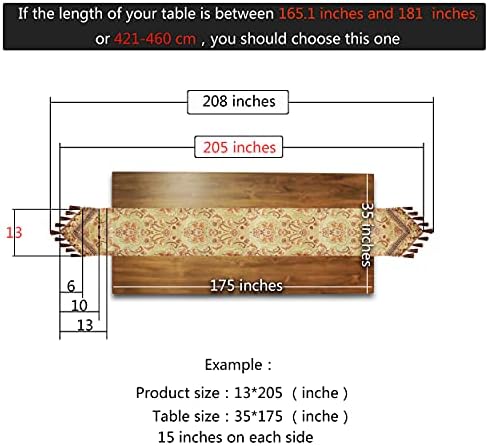 Luxury Velvet Gold Table Runner 205 Inches Long with Vintage Damask Jacquard Design for Dining Room,Living Room,Home Decor,Elegant Beaded Tapestry,Lining (Gold, 13×205 inch) - Image 3