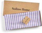 Solino Home 100% Linen Table Runner, 14 x 72 in, Violet and White Striped - Image 5