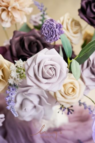 Ling's moment Fake Flowers Box, Lavender & Plum Grand Combo - Image 3