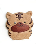 Hand-carved Sculptures, Chinese Zodiac Wooden Carvings, Hand-Carved Wood Sculptures for Home Decor & Gift(Tigers) by Unknown