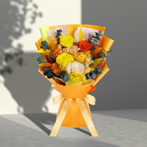 Bonsion Fall Flowers Gifts for Mom, Flower for Delivery, Preserved Roses Bouquets, Birthday Gifts for Women, Mothers Day Flowers for Wife (Orange) - Image 5