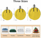 24 Inch Round Storage Bag 2 Pack,Minimalist Solid Pure Yellow Waterproof Wreath Storage Container with Handles&Zipper Unadorned Single Color Art Closet Organizer Bags Garland Box - Image 7