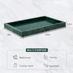 Marble Bathroom Tray for Countertop & Home Decor, Natural Decorative Marble Tray for Jewelry & Perfume Organizer, Luxury Stone Vanity Trays for Dresser, Kitchen Counter, 12" x 8", Green - Image 3