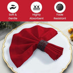 Hemstitch Cloth Dinner Napkins Cotton Set of 12 - Soft Durable Washable - Ideal for Farmhouse Parties Wedding Christmas Easter - Perfect Everyday Use Table Cloth Napkins 18x18 Red - Image 3