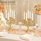 Romadedi Gold 5 Arm 11.8" Candelabra Candle Holders, Set of 6 - Image 5