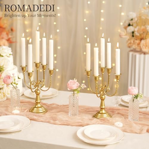 Romadedi Gold 5 Arm 11.8" Candelabra Candle Holders, Set of 6 - Image 5