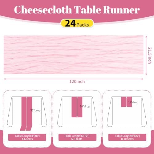 24 Pack Light Pink 10Ft Cheesecloth Table Runner - Image 2