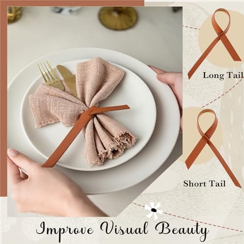 LemonRoad 50 Pcs Brown Leather Napkin Ring for Fall Thanksgiving Party - Image 3