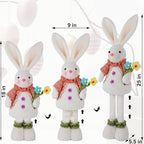 Glintoper 2 Pack Easter Standing Bunny with Stretchable Legs, 18" to 25" Plush Rabbits Couple Figurine, Cute Party Favor Photo Props Gifts for Office Kitchen Farmhouse Front Door Spring Home Decor - Image 2