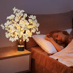 19'' Light up Cherry Blossm Tree,Led Flower Tree Lamp with Timer, Artificial Bonsai Tree Battery or USB-C Operated for Bedroom Indoor Home Spring Summer Wedding Decor(White) - Image 5