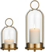 5"&4" Hurricane Glass Candle Holders, Hanging Brass Metal Candle Holder by GlowThatTurnsHousesIntoHomes