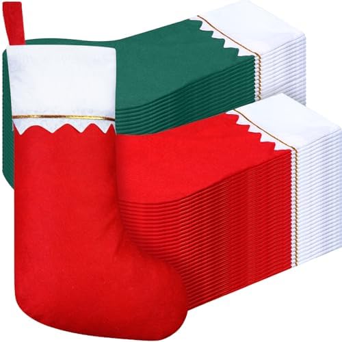 Zubebe 36 Pcs 15 Inch Felt Christmas Stockings Stockings Xmas Decoration Stockings Rustic Christmas Santa Stockings for Christmas Party Favors Home Decor(Red, Green, Classic) by Zubebe