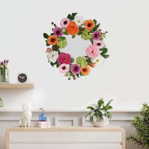 18 Inch Summer Wreaths for Front Door, Colorful Spring Summer Floral Wreath with Peony, Hydrangea and Greenery, Premium Artificial Wreath for Porch Wall Entryway Farmhouse Home Decor - Image 5