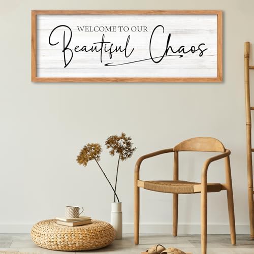 AuraPeak Welcome To Our Beautiful Chaos Sign, Wood 40"×15" - Image 3