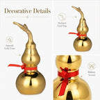 I-MART 6 Inch Brass Wu Lou Hu Lu Calabash Gourd Chinese Feng Shui Decor, Engraved Bagua Base with Yin Yang, Oriental Good Luck Tabletop Decoration for Home Office Desk - Image 4