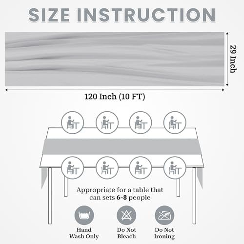 MDS Pack of 25 | Grey | 10ft Chiffon Table Runner 29x120 Inches Long Romantic Rustic Sheer Gauze Runner for Wedding Bridal Shower Birthday Banquets Engagement Spring Easter Boho Decorations - Image 3