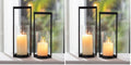 Sziqiqi Hurricane Candle Holder for Pillar: Black Modern Candle Holders for Table Centerpiece - Geometric Candle Stand Set of 2 with Glass for Living Room Fireplace Christmas Decor (Pack of 2) by SZIQIQI