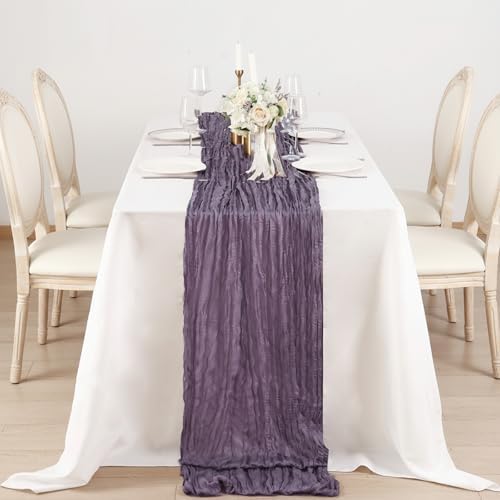 12 Pack Dusty Purple Cheesecloth Table Runner 120 Inch Boho Wedding Decor - Image 4