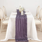 8 Pack Dusty Purple Cheesecloth Table Runner 120 Inch Boho Wedding Decor - Image 4
