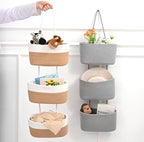 ICERZCZ Hanging Baskets for Organizing 3-Tier Wall Basket Khaki & Off White - Image 5