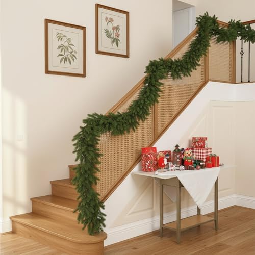 Lyrow 2 Pcs 12 ft Deluxe Thick Christmas Pine Garland Faux Greenery Garland by Lyrow