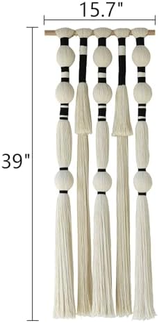 Macrame Wall Hanging Boho Spherical Tassels Geometric Decor 15.7"W*39"L - Image 5