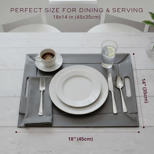 2-in-1 Serving Tray & Placemat | Faux Leather & Reversible - Image 6