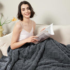 Aganear Fleece Throw Blanket for Bed Couch 90"x90" Grey - Image 6