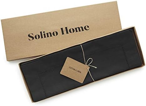 Solino Home Cotton Linen Placemats Black Hemstitch, 14 x 19 in, Set of 6 - Image 3