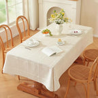 Zobesta White Linen Tablecloth Rectangle 53x86 Inch Cotton Table Cloth by ZOBESTATABLECLOTH