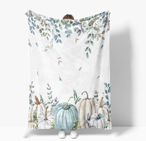 Blue Pumpkin Flannel Throw Blanket 80X60in - Image 5