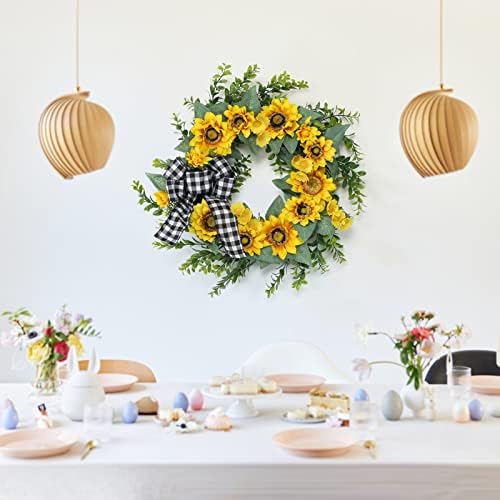 Garvee Summer Wreaths for Front Door, 18" Artificial Sunflower Wreath - Image 5
