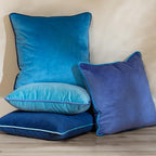 Teal Blue Coastal Decorative Throw Pillow Covers, Set of 4, 18x18 Inch Beach Cool Tone Velvet Accent Pillow Covers - Image 4
