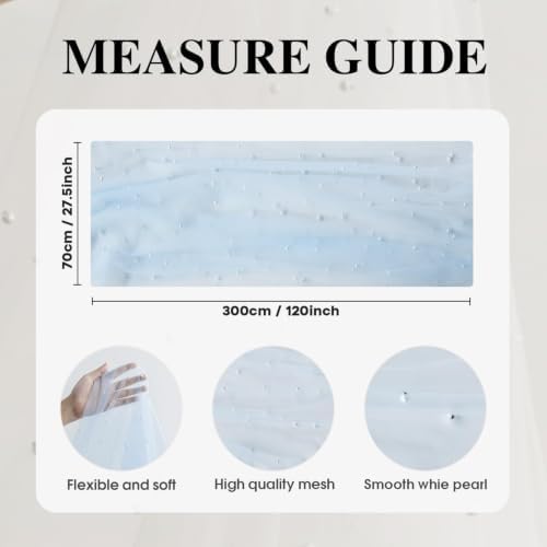 Artoid Mode 6PCS Pearl Blue Gauze Table Runner 120 Inch 10FT, Seasonal Sheer Dining Holiday Wedding Birthday Baby Shower Table Decor for Home Party - Image 6