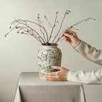 Ceramic Flower Vase for Home Decor, Green Vintage Decorative Vase 8 Inch - Image 6