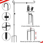 Chumia 10 Pack Garden Flag Holder Stand 15 Inch Garden Flag Pole Holder Powder Coated, Metal Three Prongs with Clip and Spring Stoppers for Outdoor Home Lawn Decoration - Image 3