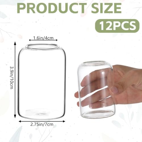 12 Pack Glass Bud Vases for Centerpieces Modern Decorative Vases Clear Small Flower Vase Cylinder Glass Vase for Flowers Mini Candle Vase Clear Table Decor for Wedding Dining Party Home - Image 2