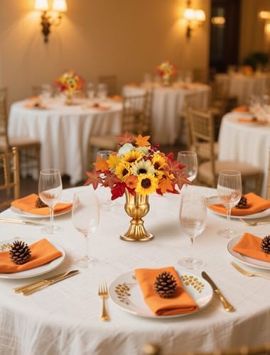 BLOSMON Fall Flowers Centerpieces for Wedding Table Decor, 6 Pcs, Orange - Image 3